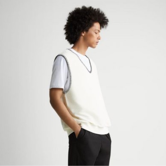 Zara man ecru contrast trim vest - Picture 3 of 9